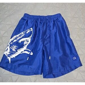 Calvin Klein Shark Swim Shorts Mens S Drawstring Trunks Pockets NO MESH LINING
